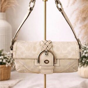 Coach Soho Cream Signature Shoulder Bag with Braided Strap